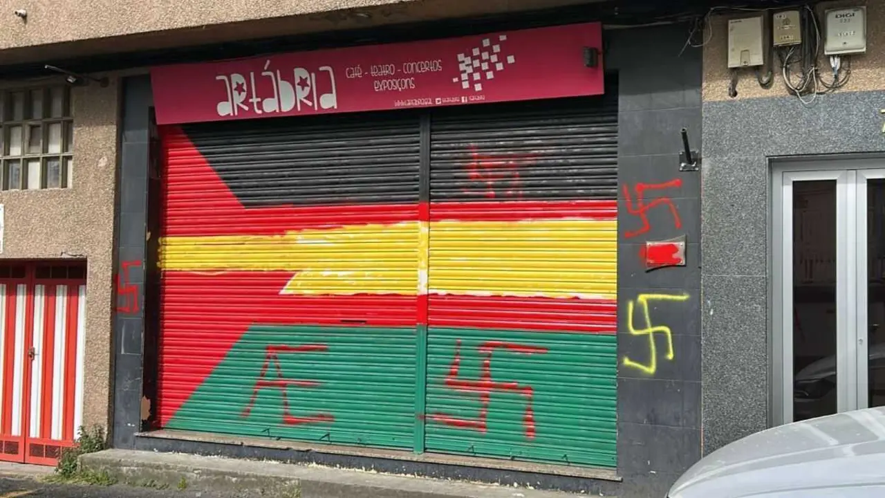 Sede da fundaci&oacute;n Art&aacute;bria, vandalizada. (Foto: N&oacute;s Diario)