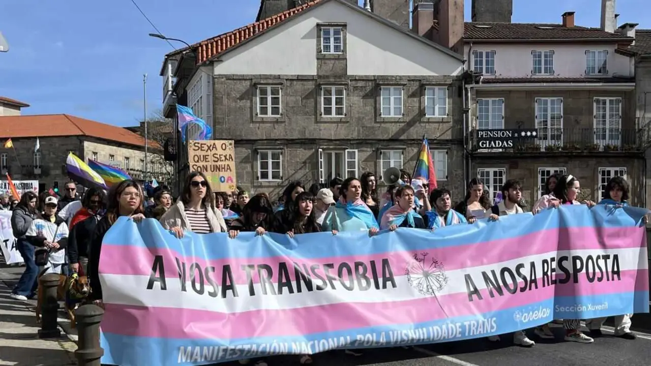 Manifestaci&oacute;n polo D&iacute;a da Visibilidade Trans, este 29 de marzo en Compostela. (Foto: Europa Press)