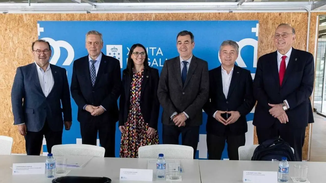 Antonio L&oacute;pez, Antonio G&oacute;mez Caama&ntilde;o, Rosa Crujeiras, Roman Rod&iacute;guez, Ricardo Cao e Manuel Reigosa. (Foto: Xunta da Galiza)