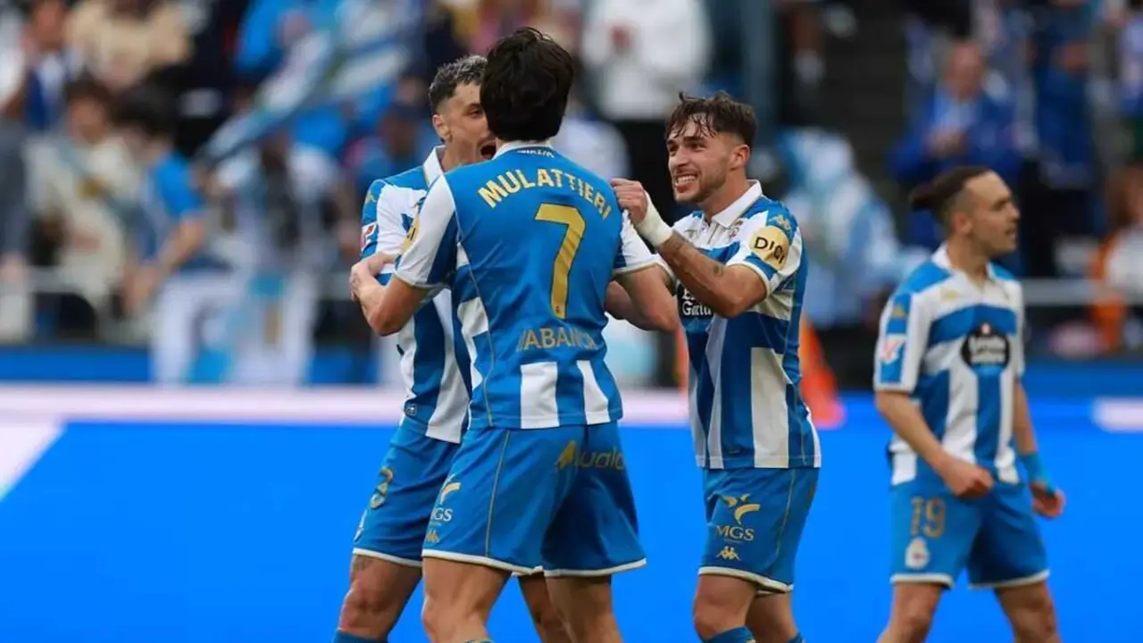 Ximo Navarro, Mulattieri, Altimira e Luismi Cruz, este s&aacute;bado. (Foto: RC Deportivo)
