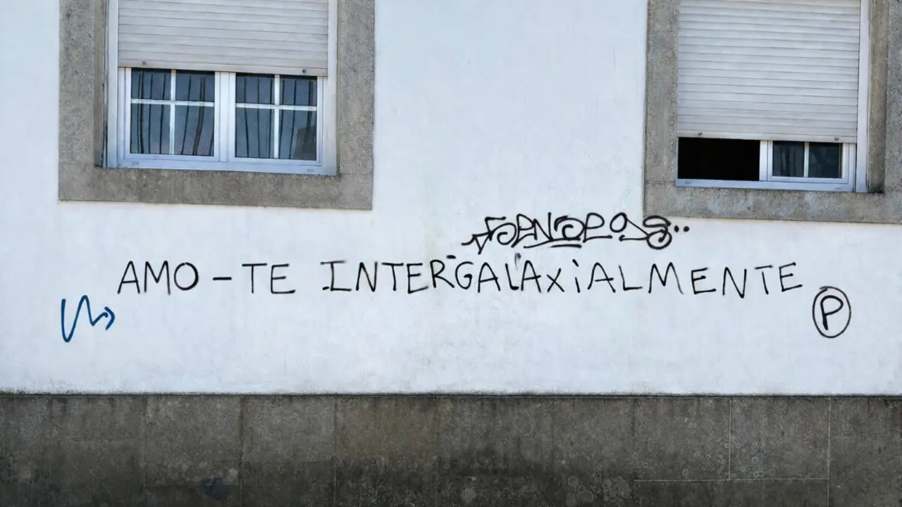 Pintada na fachada dunha casa nunha vila de Portugal. (Foto: M&iacute;riam Ferrad&aacute;ns)