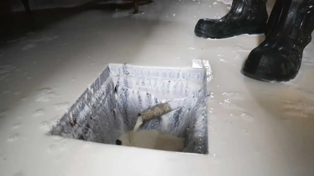 Un gandeiro da Silveira baleirando o seu tanque de leite, o pasado 7 de abril en Ribadeo, A Mari&ntilde;a. (Foto: Europa Press)