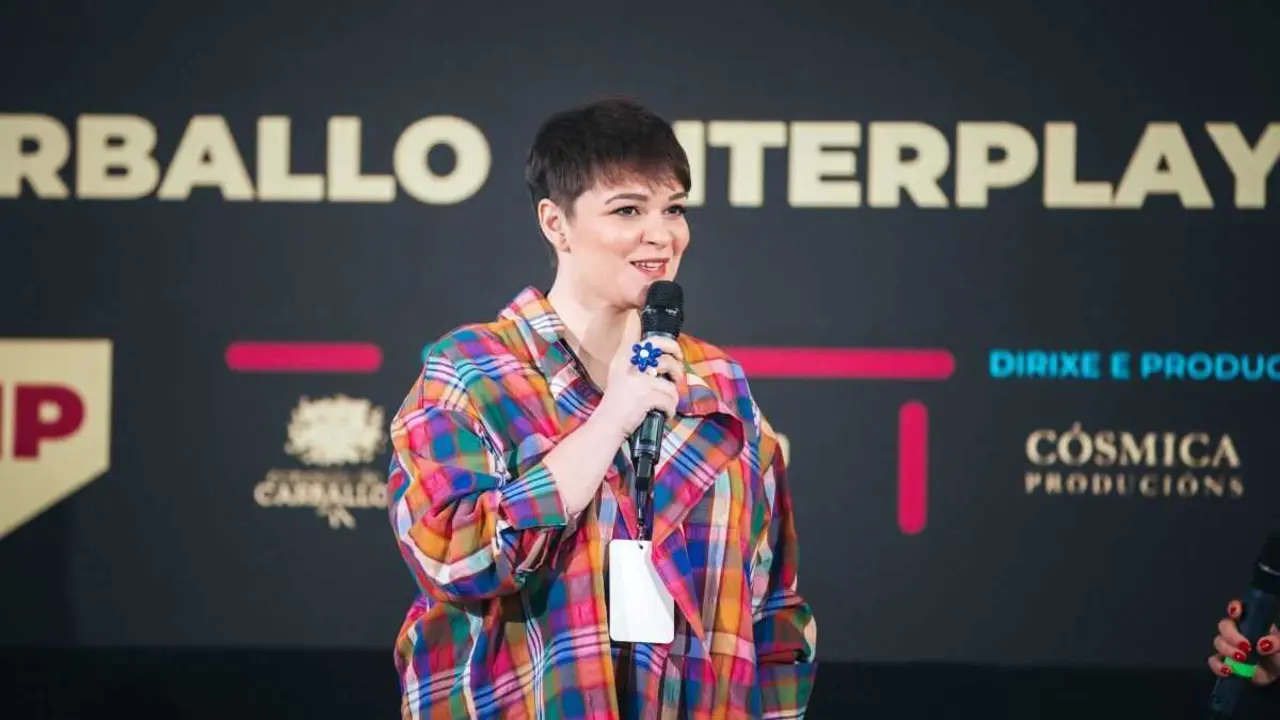 Andrea Villa, esta quinta feira, na inauguraci&oacute;n do Carballo Interplay. (Foto: Aigi Boga)