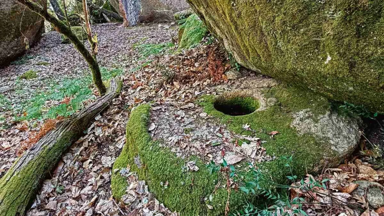 P&iacute;as e rebaixes no castro de Santa Luc&iacute;a, Castrelo de Mi&ntilde;o. (Foto: Sole Felloza)