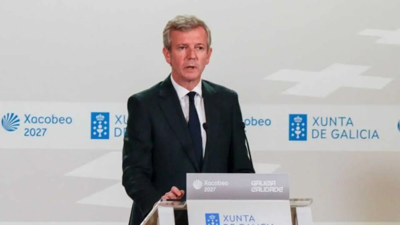 O presidente da Xunta da Galiza, Alfonso Rueda, esta segunda feira. (Foto: Alma Alonso)