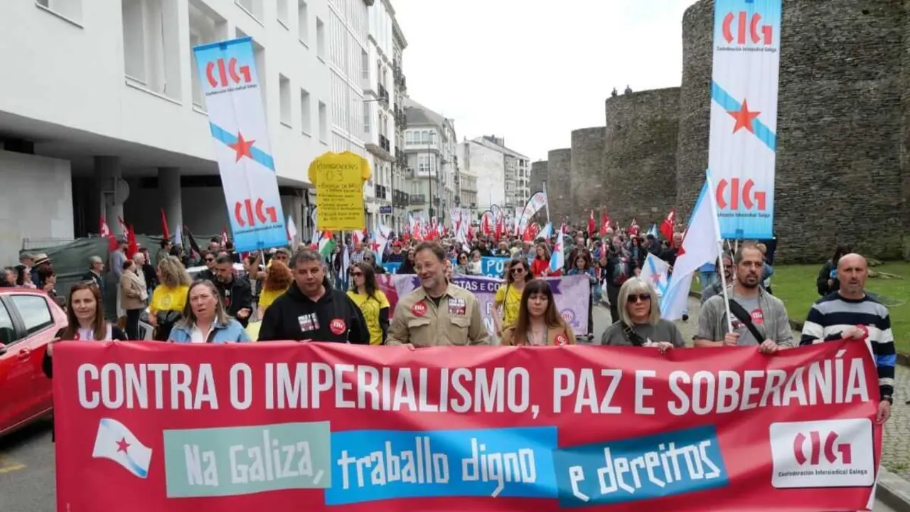 Manifestaci&oacute;n convocada pola CIG en Lugo, esta sexta feira. (Foto: N&oacute;s Diario)