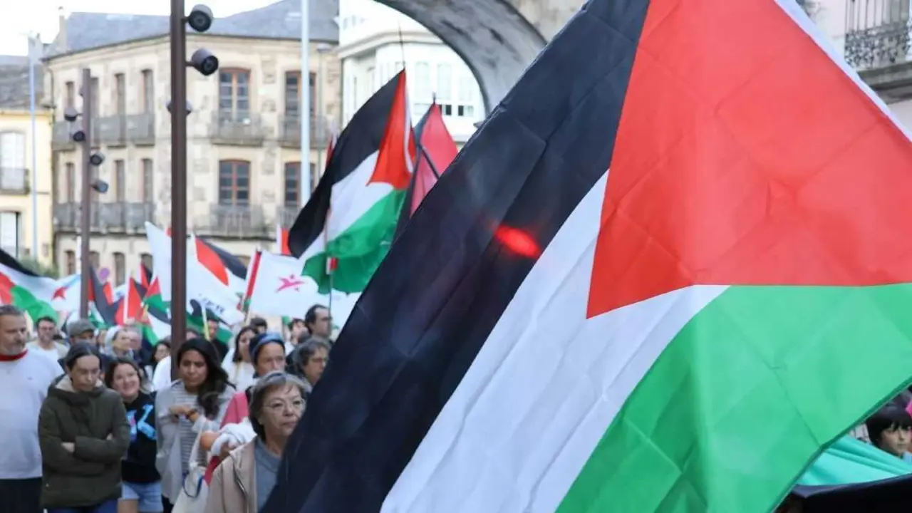 Mostra de solidariedade con Palestina en Lugo, en setembro de 2025. (Foto: N&oacute;s Diario)