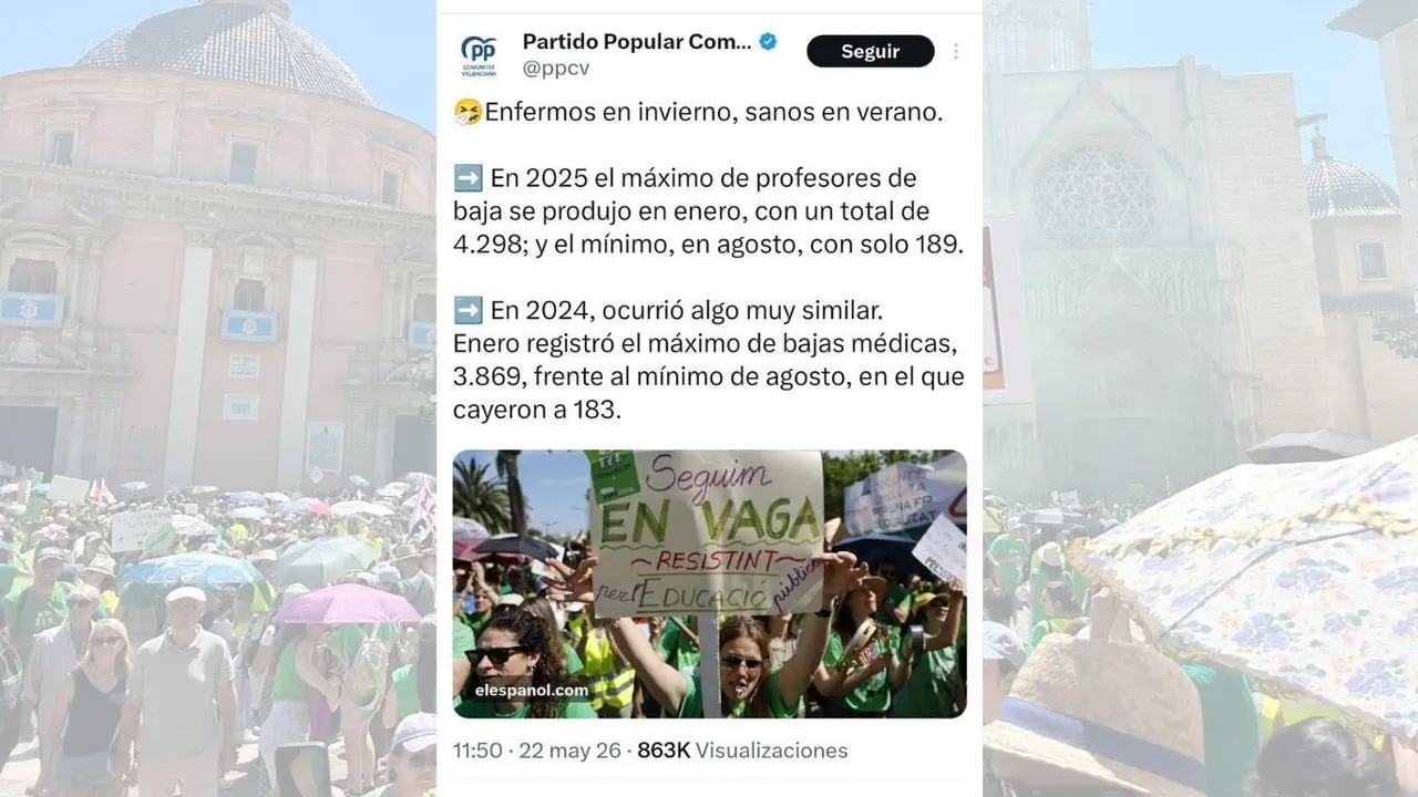 Publicaci&oacute;n eliminada das redes sociais polo PP valenci&aacute;. (Foto: N&oacute;s Diario)