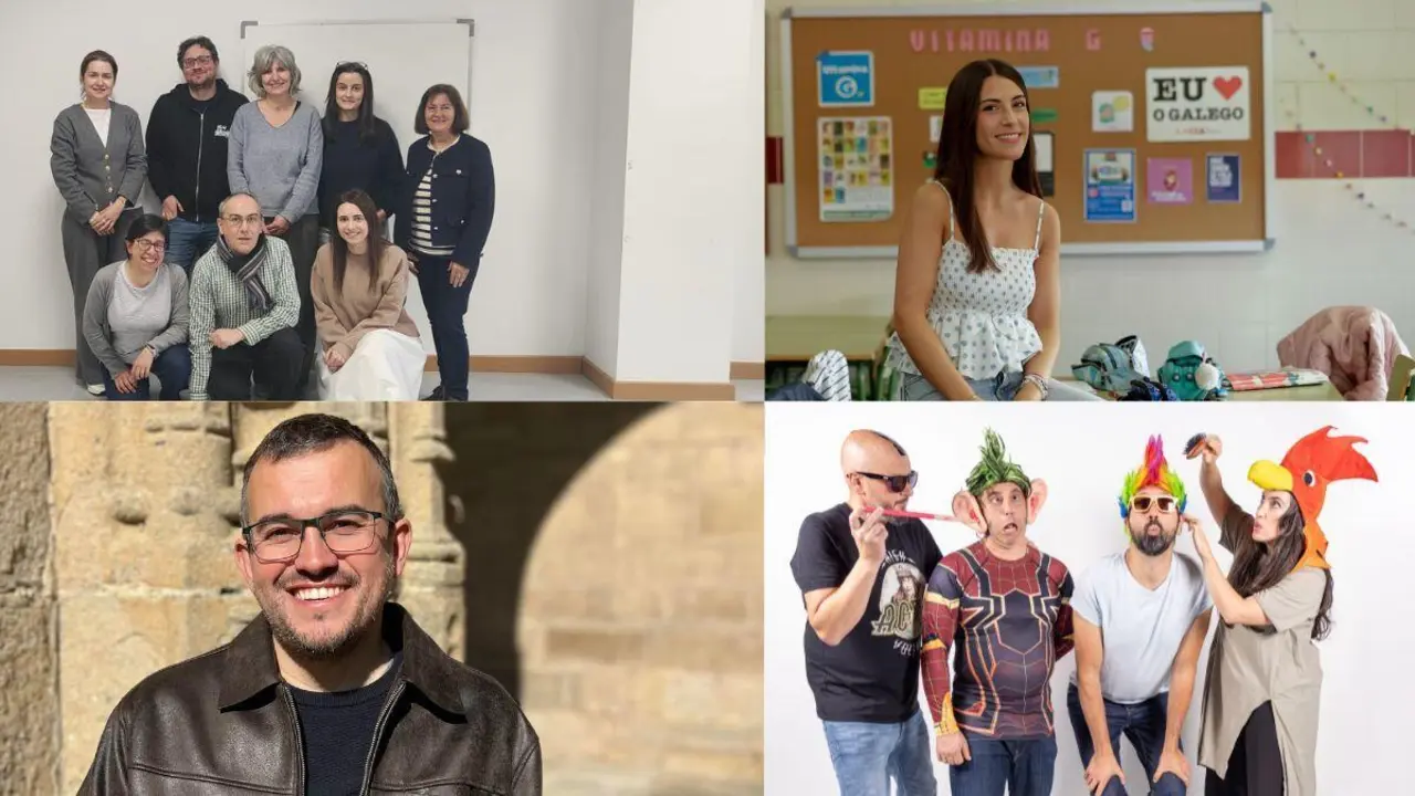 De arriba a abaixo, esquerda a dereita, Directiva da CTNL, Mari&ntilde;a Lema, Carlos Call&oacute;n e A Gramola Gominola. (foto: N&oacute;s Diario)