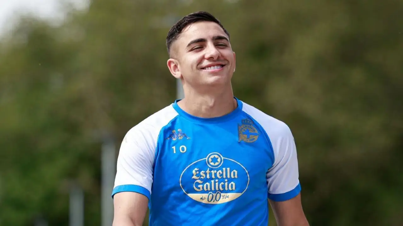 Yeremay Hern&aacute;ndez, nun adestramento co D&eacute;por. (Foto: RC Deportivo)