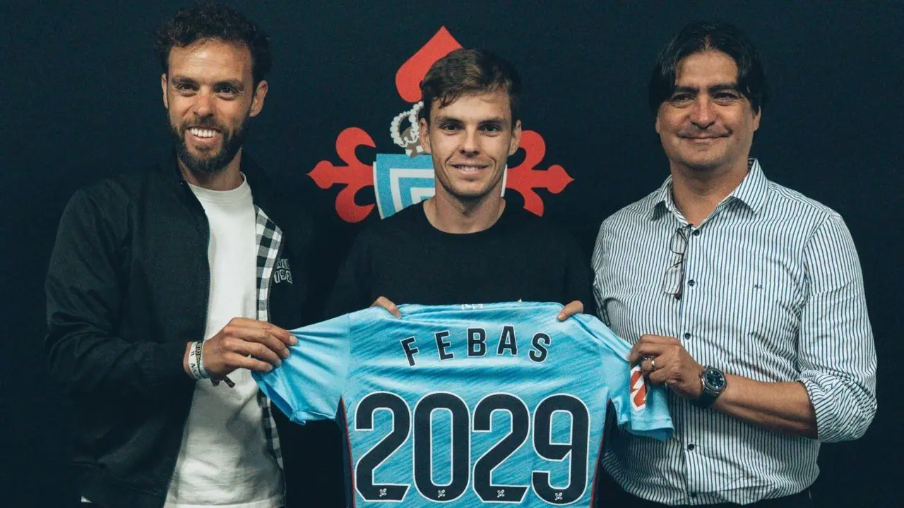 Sergio &Aacute;lvarez, Aleix Febas e Marco Garc&eacute;s, esta terza feira. (Foto: RC Celta)