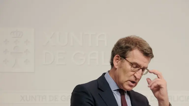 O presidente galego, Alberto N&uacute;&ntilde;ez Feixoo, ap&oacute;s o Consello da Xunta desta quinta feira (Arxina). 