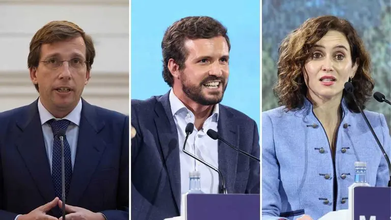 Jos&eacute; Luis Mart&iacute;nez-Almeida, Pablo Casado e Isabel D&iacute;az Ayuso (Fotos: Europa Press).