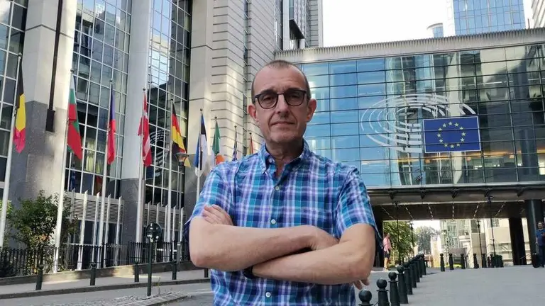 Fernando de Abel Vilela, nesta quinta feira, na sede do Parlamento Europeo en Bruxelas. (Foto: Y. C.)