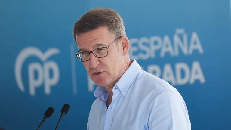 Alberto N&uacute;&ntilde;ez Feixoo esta terza feira, 27 de xu&ntilde;o, en Valencia. (Foto: Jorge Gil / Europa Press)