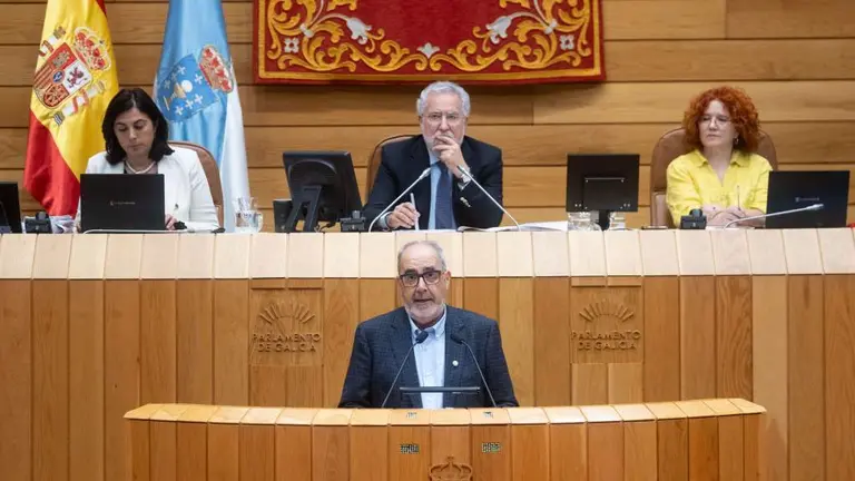Intervenci&oacute;n de Manuel Ferreiro desde a tribuna do Parlamento. (Foto: Arxina)