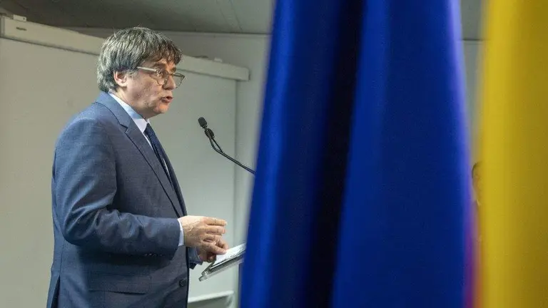 O ex president de Catalunya, Carles Puigdemont, presentou o 9 de novembro en Bruxelas o acordo de investidura de Junts co PSOE (Foto: Europa Press).