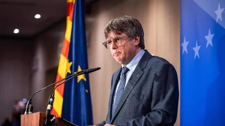 Carles Puigdemont, nunha comparecencia de prensa en Bruxelas. (Foto: Europa Press)