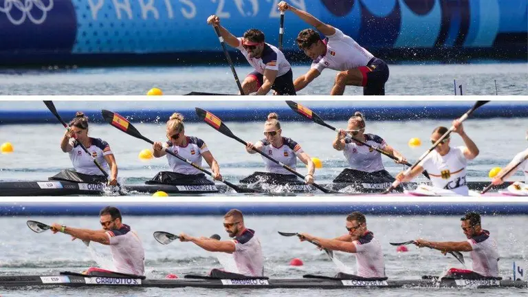 Arriba, Moreno e Dom&iacute;nguez; no centro, Ouzande, Fern&aacute;ndez, Garc&iacute;a e Portela; abaixo, Craviotto, Ar&eacute;valo, Cooper e Germade, esta quinta feira. (Fotos: AFP7 v&iacute;a Europa Press)