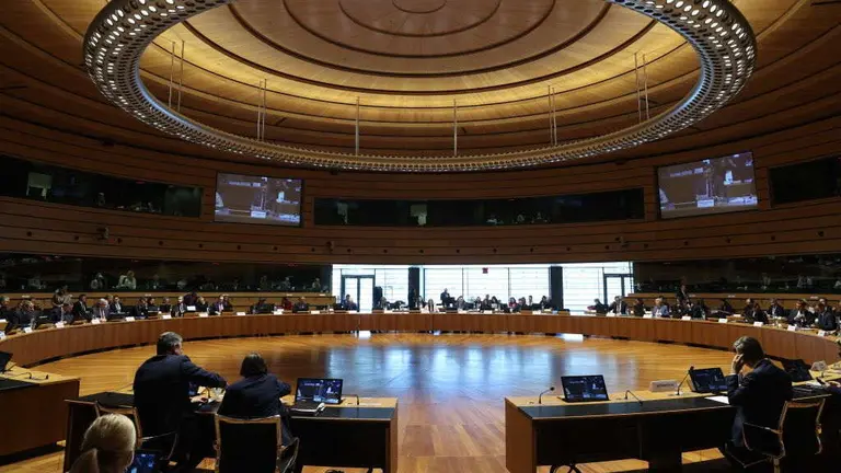 Reuni&oacute;n dos ministros e ministras de comercio da Uni&oacute;n Europea en Luxemburgo este 7 de abril. (Foto: Consello da UE / dpa)
