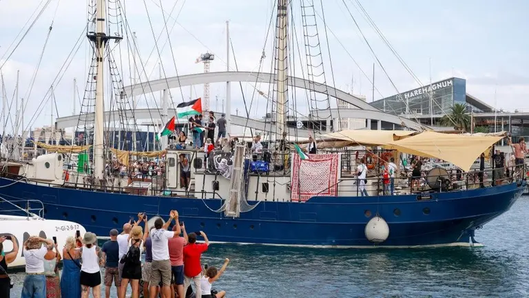 Despedida da Global Sumud Flotilla o 31 de agosto en Barcelona. (Foto: Kike Rinc&oacute;n / Europa Press)