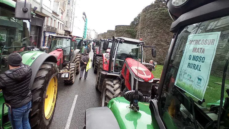 Protesta contra Mercosur a semana pasada en Lugo. (Foto: N&oacute;s Diario)