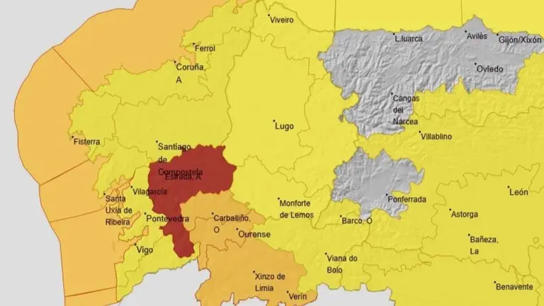 Mapa de alertas da Aemet para este 26 de xaneiro. (Foto: Aemet)