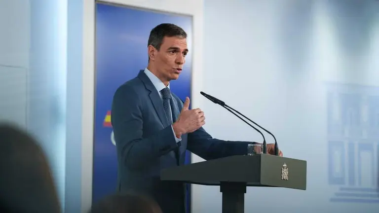 O presidente do Goberno espa&ntilde;ol, Pedro S&aacute;nchez, en rolda de prensa. (Foto: Matias Chiofalo / Europa Press)