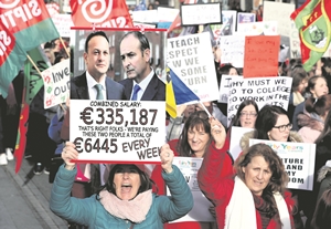 05 February 2020, Ireland, Dublin: Childcare workers take part in a protest in Dublin's city centre over low wages and to highlight the childcare crisis. Photo: Brian Lawless/PA Wire/dpaONLY FOR USE IN SPAIN05 February 2020, Ireland, Dublin: Childcare workers take part in a protest in Dublin's city centre over low wages and to highlight the childcare crisis. Photo: Brian Lawless/PA Wire/dpa2/5/2020 ONLY FOR USE IN SPAIN