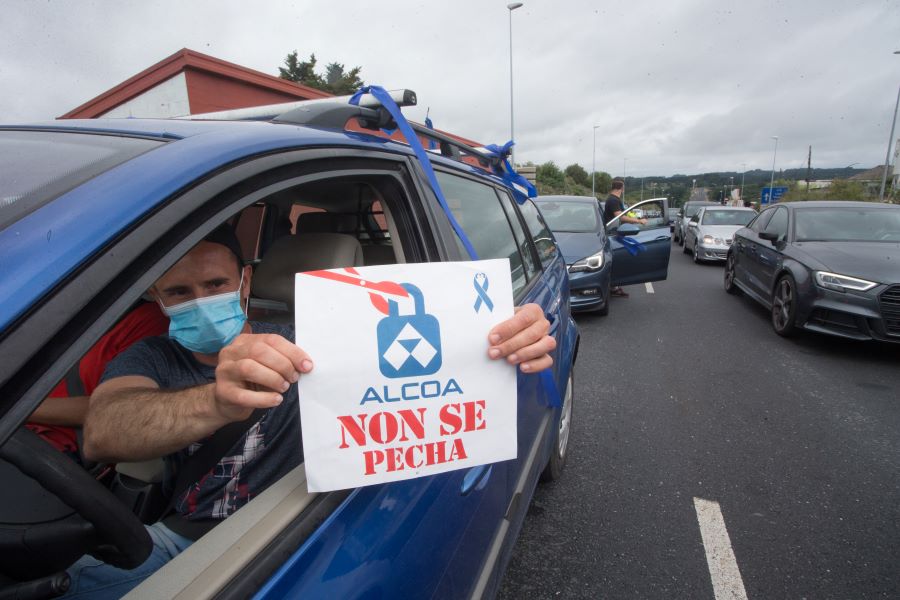 Caravana do persoal de Alcoa e das empresas auxiliares o 28 de xuño (Imaxe: Carlos Castro-Europa Press).