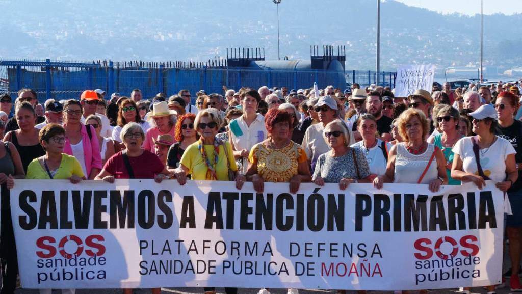 Ana Pontón participou este domingo na manifestación en defensa da sanidade pública de Moaña. (Foto: Nós Diario)