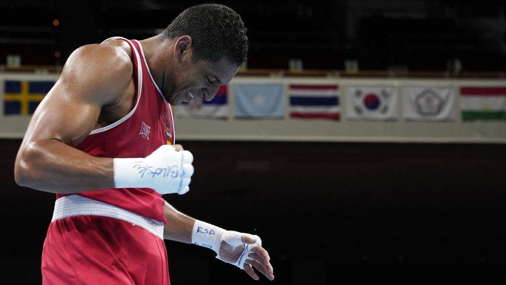 Enmanuel Reyes durante un combate dos Xogos Olímpicos de Toquio 2020. (Foto: COE vía Europa Press)