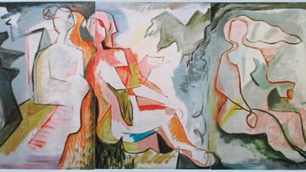 'Sombras' (tríptico, acrílico sobre lenzo), de Xulio Maside.