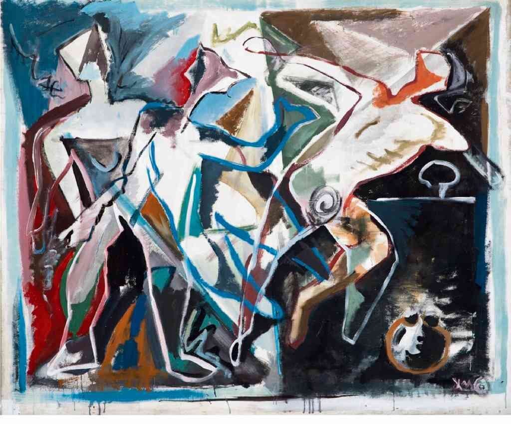 'A loita de Apolo e Dionisio' (acrílico sobre lenzo), de Xulio Maside.