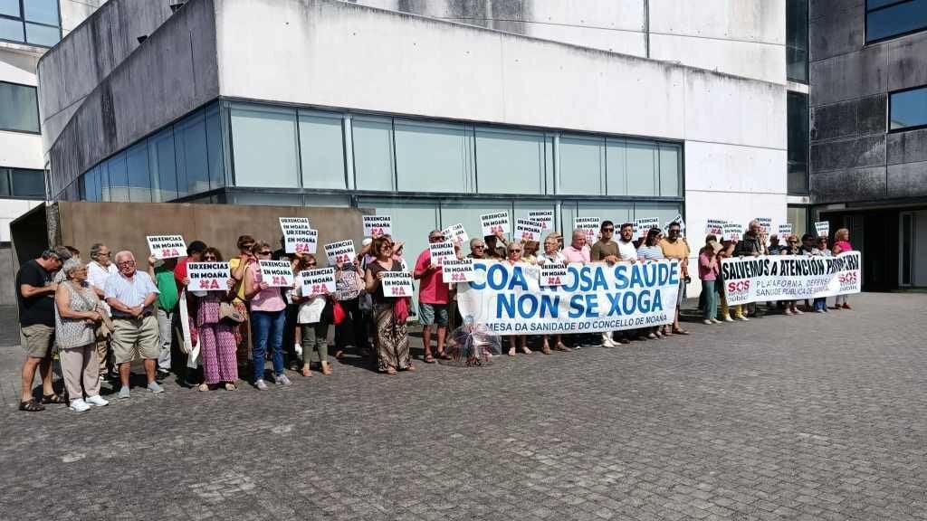 Concentración esta quinta feira 10 de xullo en Moaña. (Foto: Nós Diario)