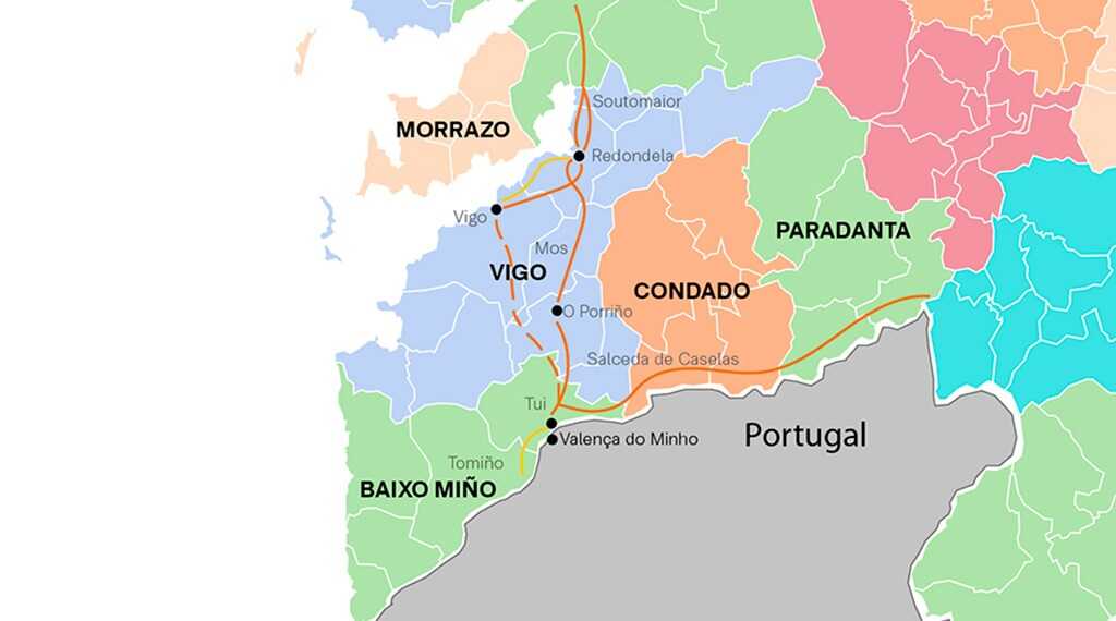 Mapa da Saída Sur e estación de Vigo-Urzáiz. (Fonte: Ministerio de Transportes / Mapa: Nós Diario)