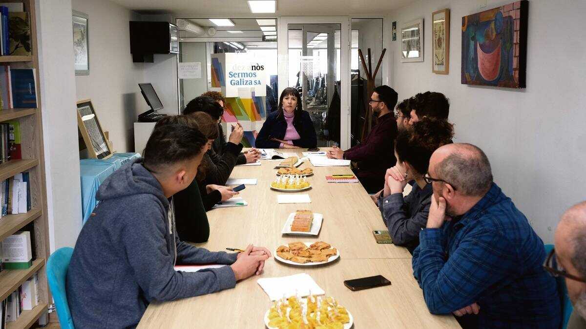 Ana Pontón, esta segunda feira, na redacción de 'Nós Diario'. (Foto: Arxina)