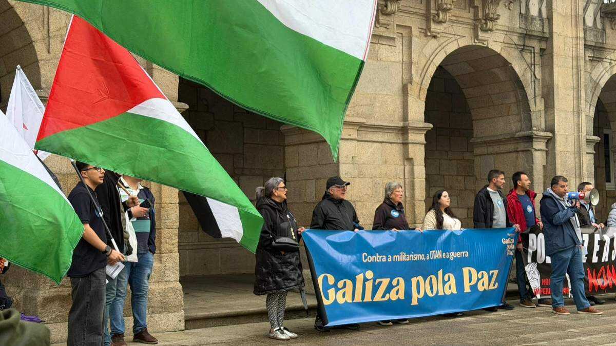 Concentración contra a guerra, esta terza feira, en Lugo. (Foto: Nós Diario)
